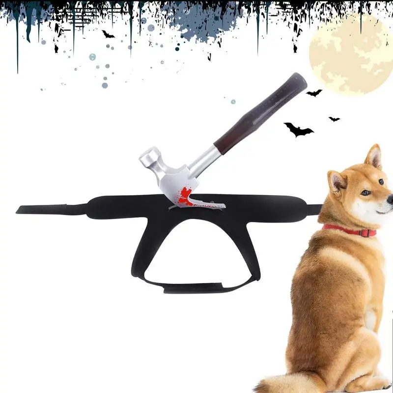 Dog Bloody Knives Vest Bloody Halloween Pet Costume With Hammer Creative And Scary Realistic Cosplay For Birthday Parties