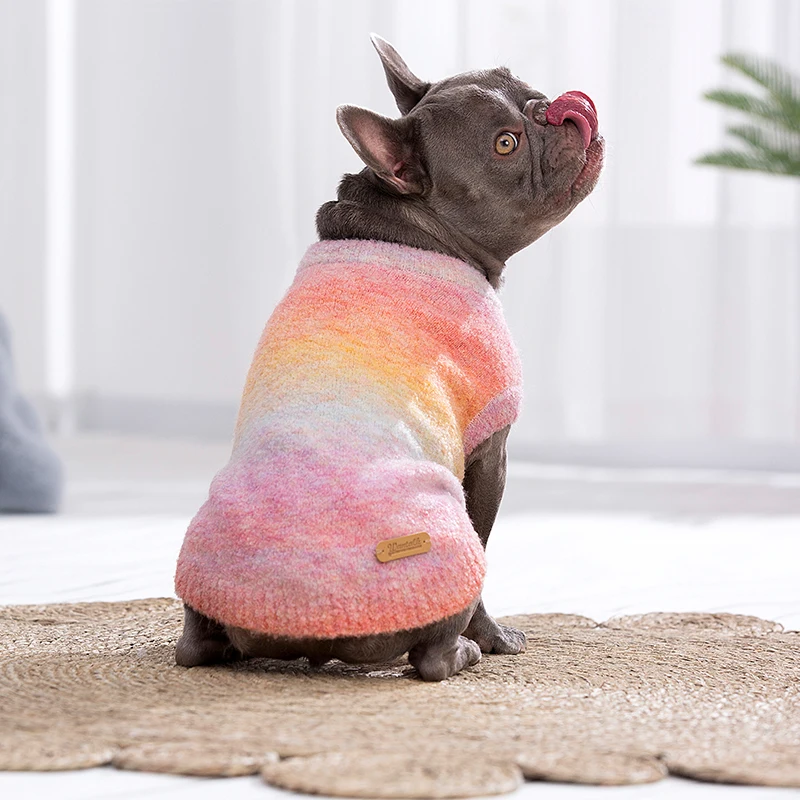 Trendy Puppy Fluffy Sweaters for Small Dogs Pink Luxury Pullover Medium Dog Girl Turtleneck Autumn Winter Knitted Fleece Sweater