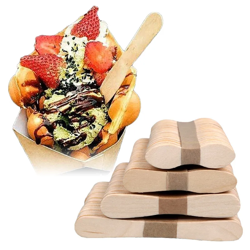 50/100Pcs Wood Ice Cream Sticks Natural Homemade  Ice Cream Dessert Scoop Spoons Popsicle Sticks Making Accessories