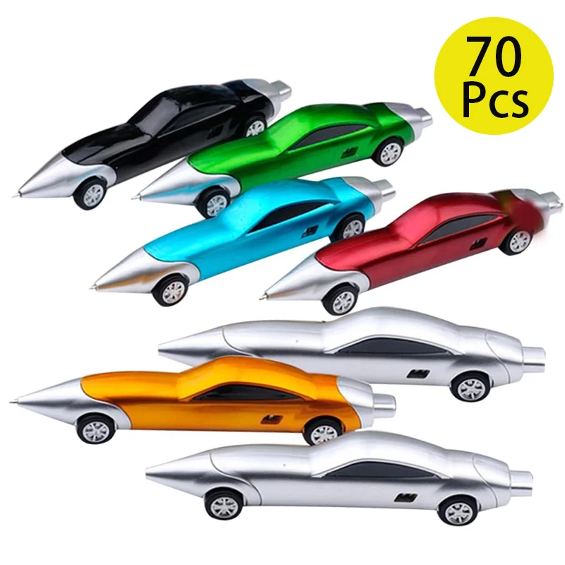 70Pcs Car Cool Pens Racing Car Fun Pens Novelty Pens for Kids Cars Stationery Supplies Cars Ballpoint Pens Blue Ink Pens