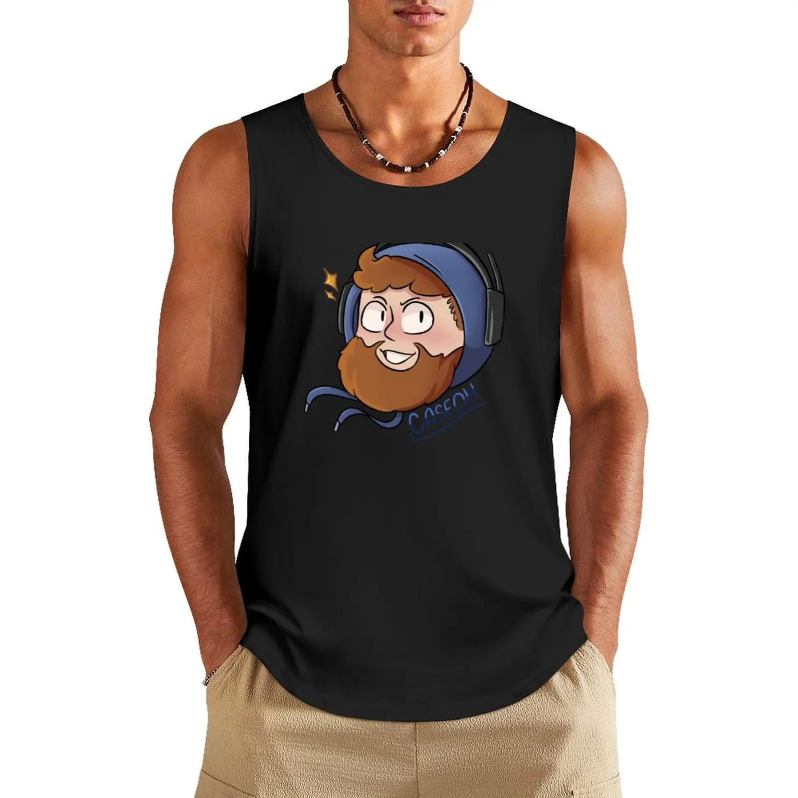 CaseOh Simple Cartoon Headshot Tank Top t shirt sleeveless gym shirts male cute tops