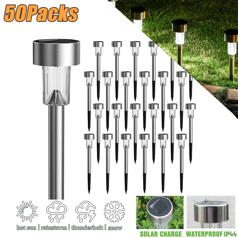 2024 Solar Outdoor Lights Garden Lamp Solar Powered Waterproof Landscape Path Outdoor for Yard Backyard Lawn Patio Decorative