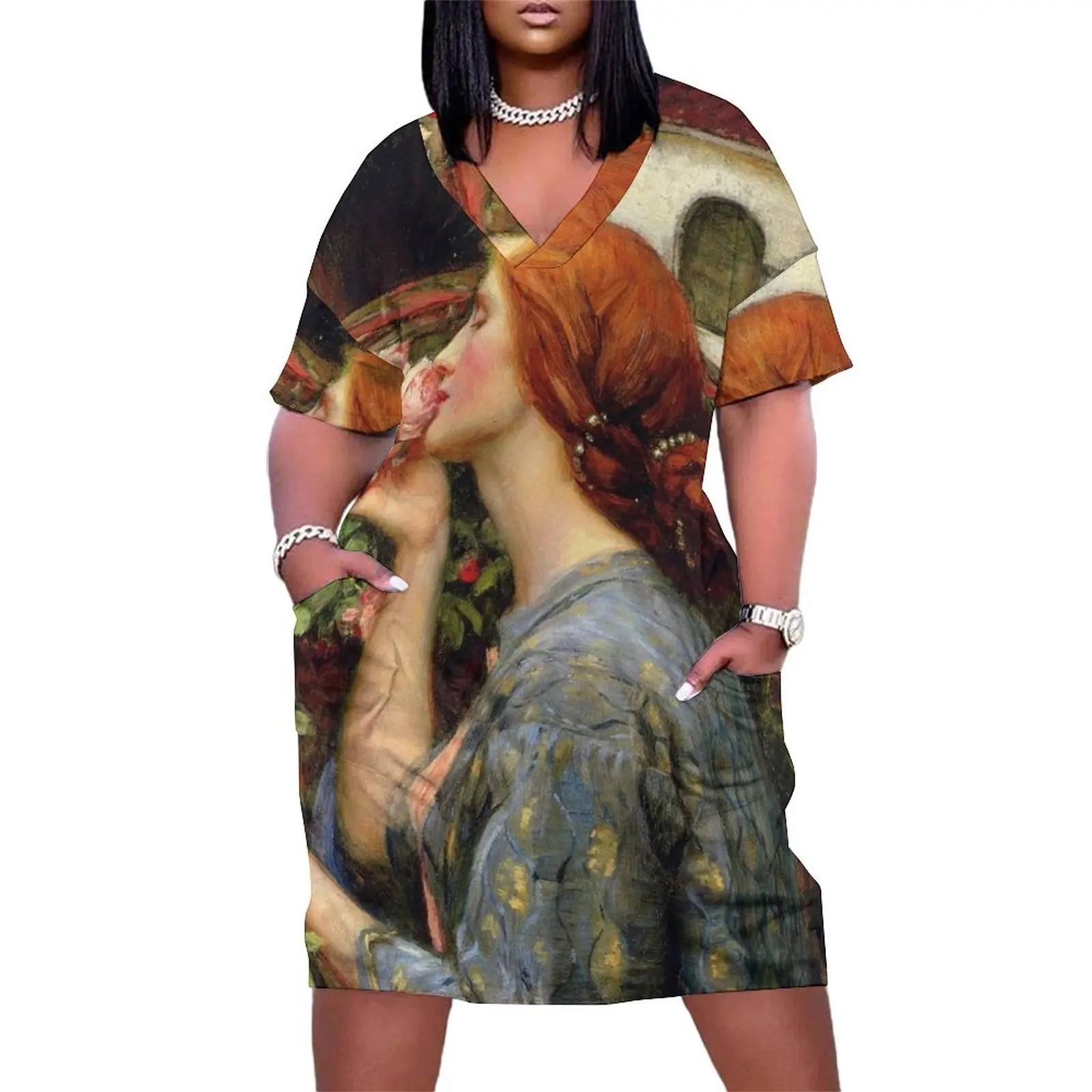 

The Soul of the Rose - John William Waterhouse Loose Pocket Dress Women's dress Cocktail of dresses Woman's evening dress