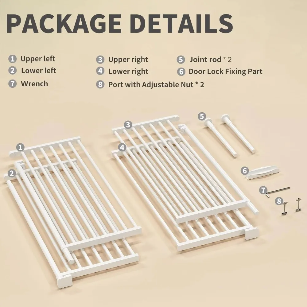 75 Inch Extra Tall Cat Pet Gate, Adjustable 33.4"-35.8" Wide, No Drilling Pressure Mounted, Walk Through Swing Safety Gate
