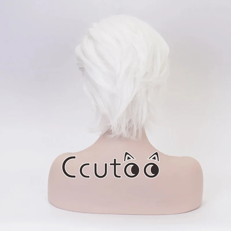 Perruque de Cosplay Ursula la petite sirène, cheveux synthétiques courts blancs pour adultes + bonnet de perruque