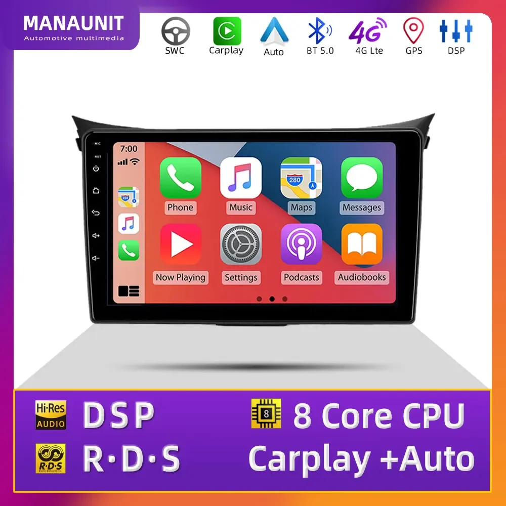 For Hyundai I30 Elantra GT 2012-2016 Car Multimedia Player,Carplay,Android Auto,Radio,Navigation,GPS,Stereo,Head Unit,DVD,BT5 4G