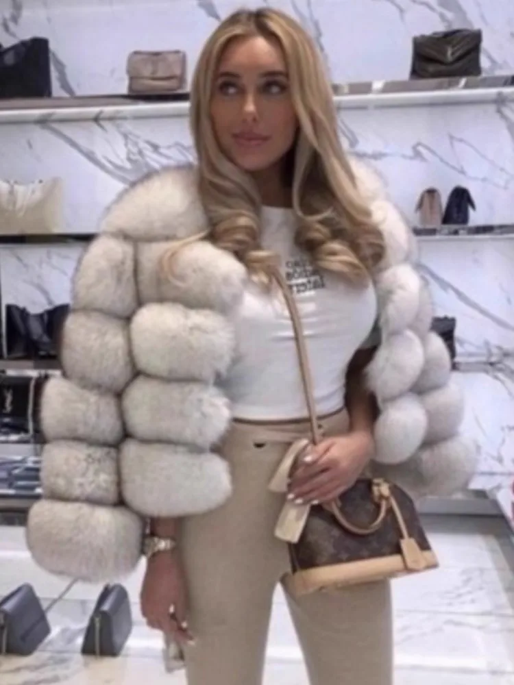

Fashion Fur Coat Woman Solid Color Outerwears Simple Style Furs Coats Foreign Style Trendy Elegant Temperament Commuting Vintage