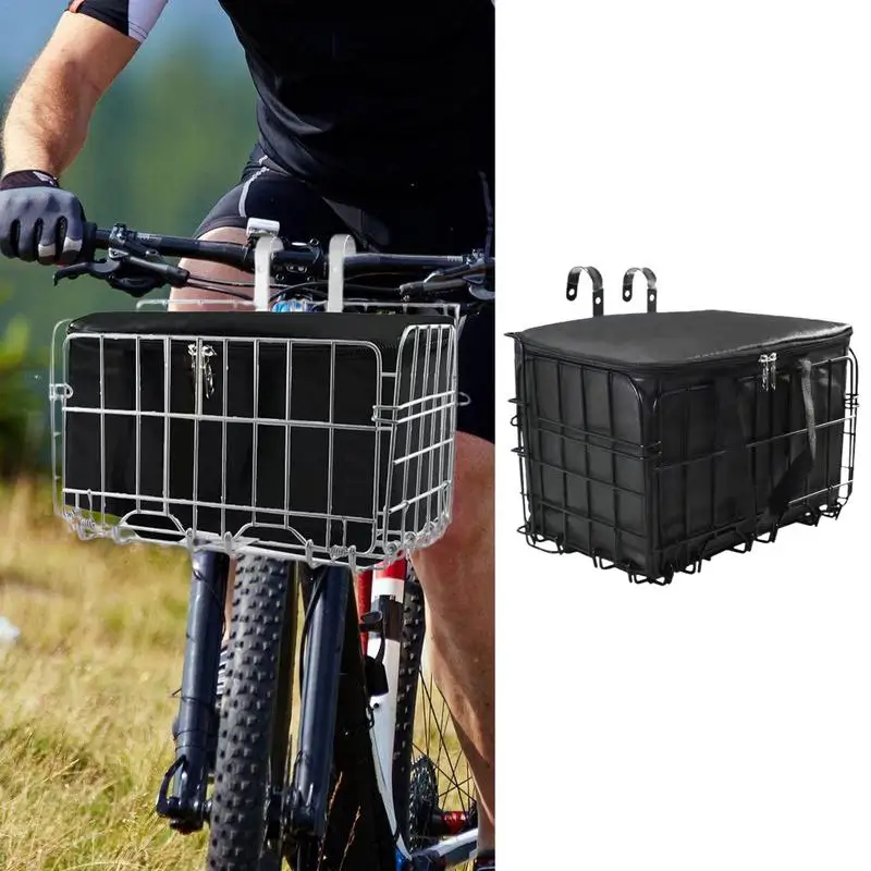 Cycle Basket Folding Metal Cycle Basket Storage Basket With Removable Inner Bag For Cargo Hard Hat Front Cycling Rack For