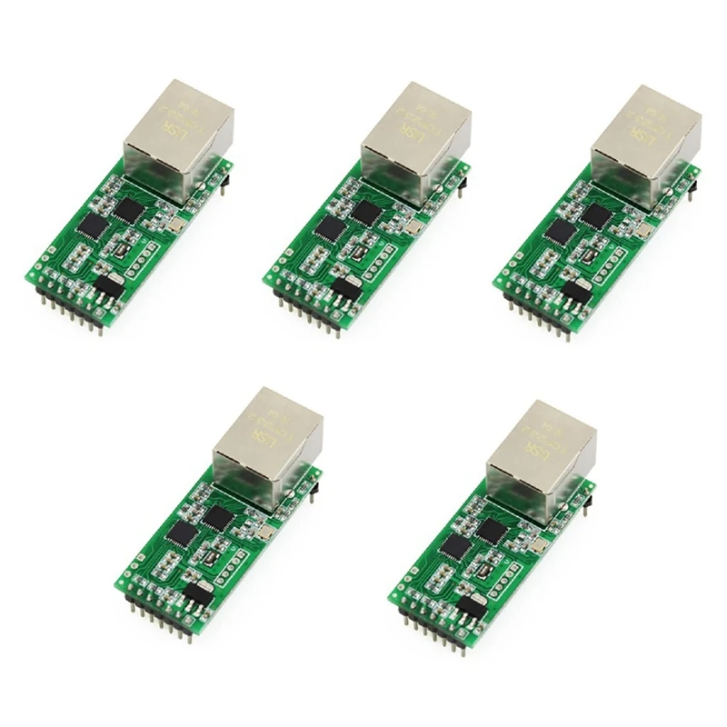 5Pcs USR-TCP232-T2 Tiny Serial Ethernet Converter Module Serial UART TTL To Ethernet TCPIP Module Support DHCP And DNS