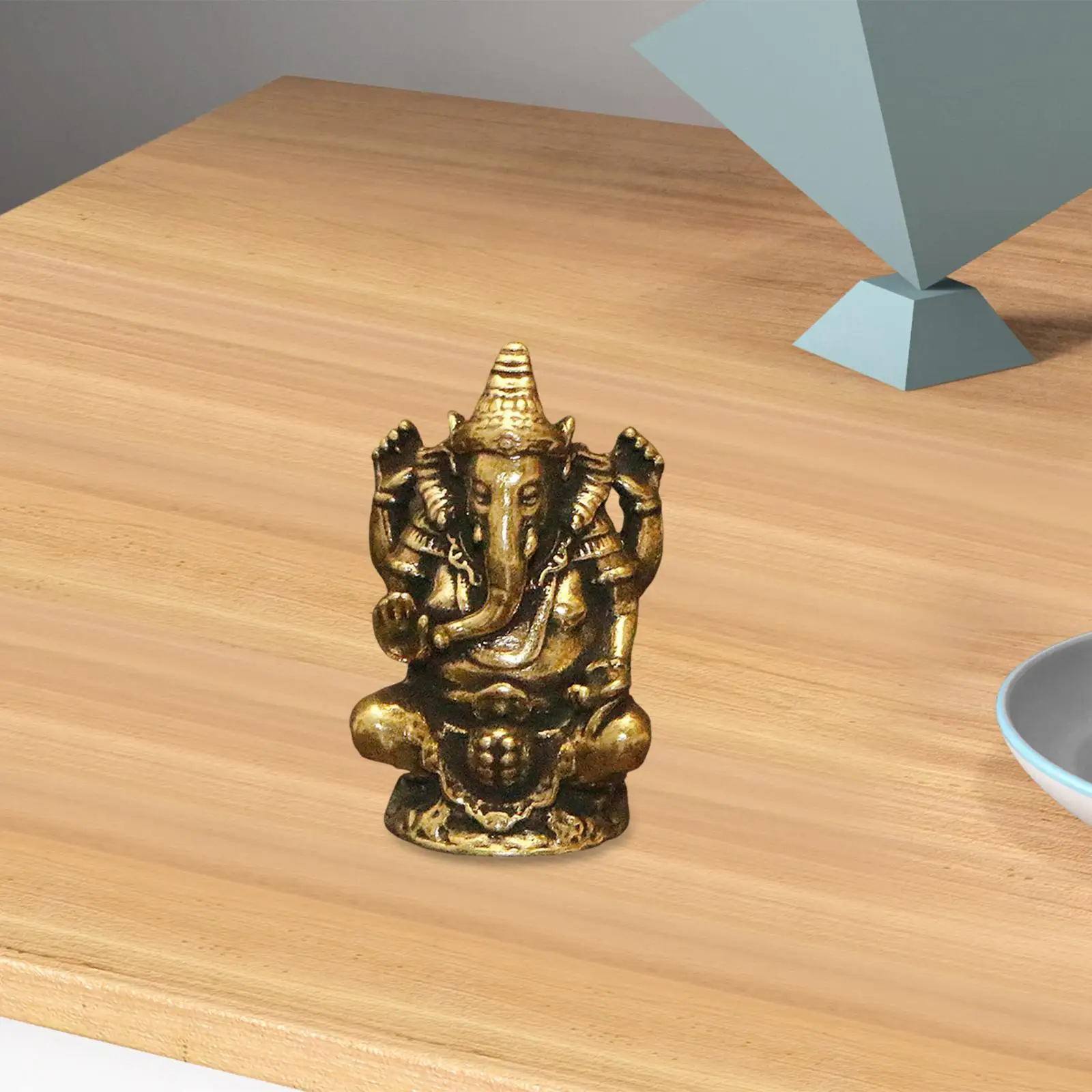 Decorative Copper Buddha Statue Elephant God Figurine Sculpture Home Tabletop Ornament for Ceremony Festival Gift