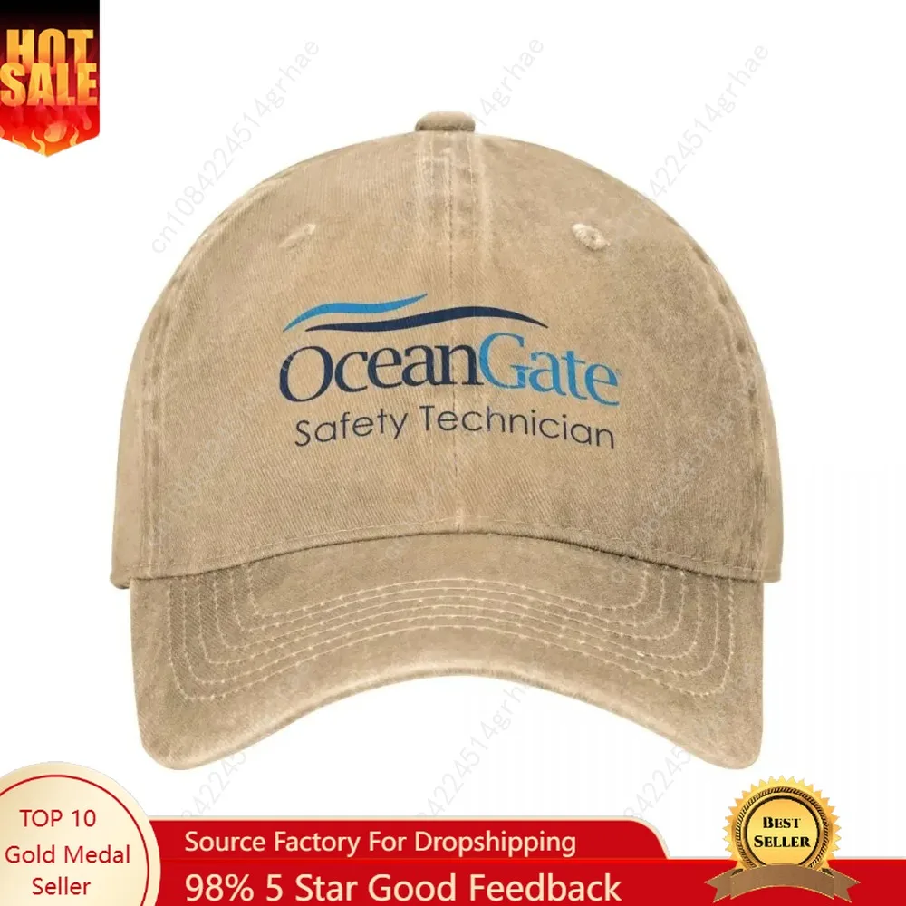 

Vintage OceanGate Safety Technician Baseball Cap Unisex Style Distressed Washed Headwear Outdoor All Seasons Travel Hats Cap