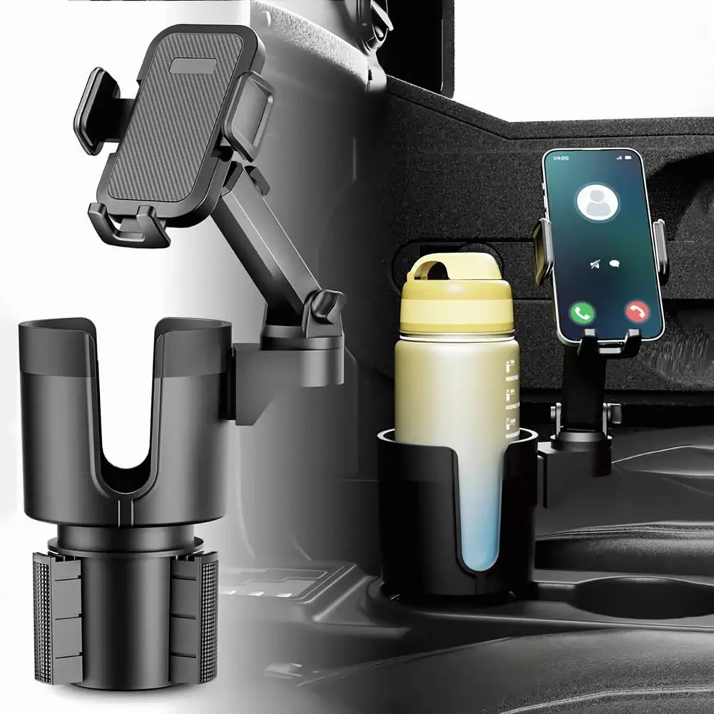 Universeller Autotelefonhalter, drehbar, erweiterbare Basis, 2-in-1-Telefonhalterung und Getränkehalter für Getränkeflaschen, Auto-Handyständer