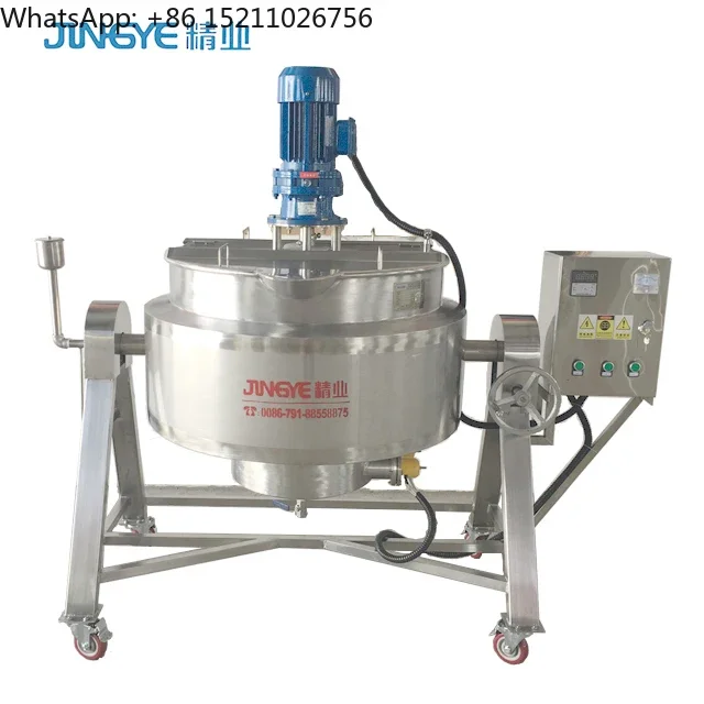 Cake Making Machine Sauce Cooking Kettle Electric/Gas/Steam Heating Tilting Jacketed Kettle with Stirrer