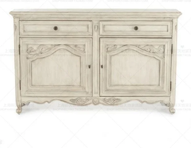 خزانة جانبية لتناول الطعام من الخشب الصلب باللون الأبيض الريفي الأمريكي، وخزانة المدخل، وخزانة الأحذية