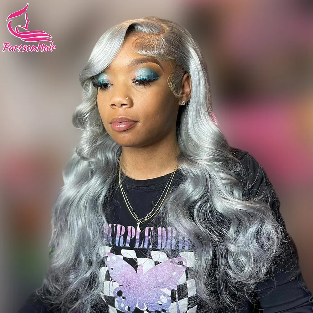 Gray 13x4 13x6 Transparent Lace Frontal Wig Brazilian Body wave 613 Colored Human Hair T Part Lace Front Wigs Pre Plcuked