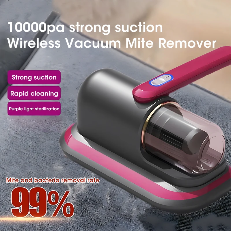 10000Pa New Mattress Vacuum Mite Remover Cordless Handheld Cleaner Powerful Suction for Cleaning Bed Pillows Clothes Sofa