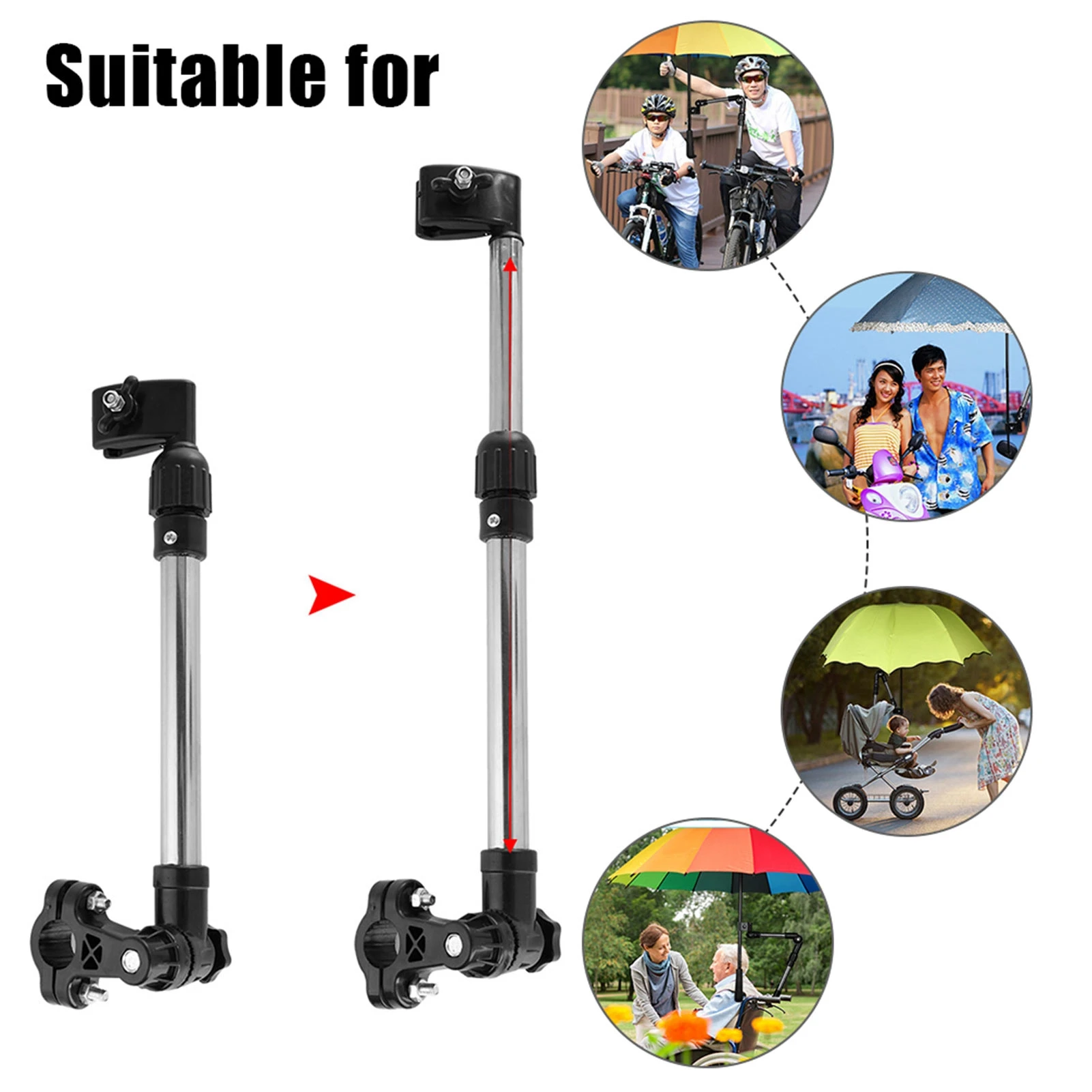 Stainless Steel Bicycle Baby Stroller MBC Umbrella Stand Pram Retractable Umbrella Holder