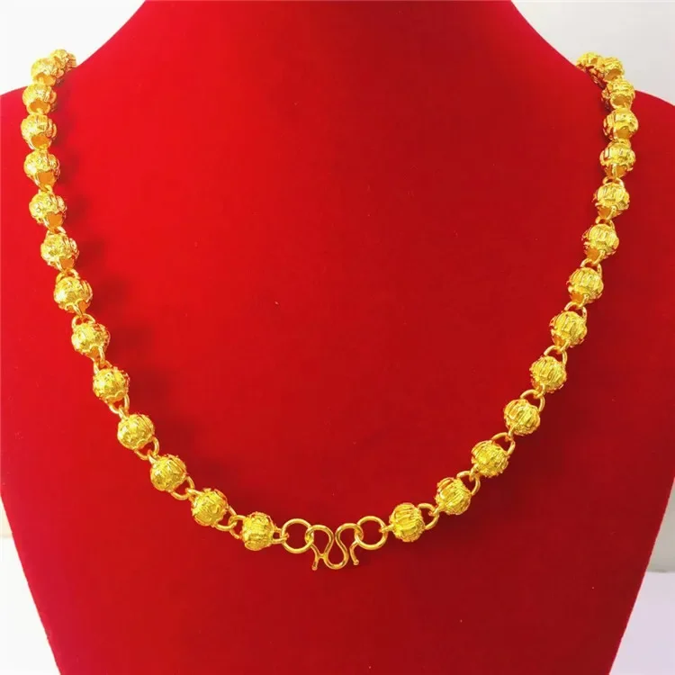 Luxury Thailand Sand Gold 18 K Color Necklace Thick Yellow Gold Chain Necklace for Women Men Wedding Engagement Jewelry Gifts