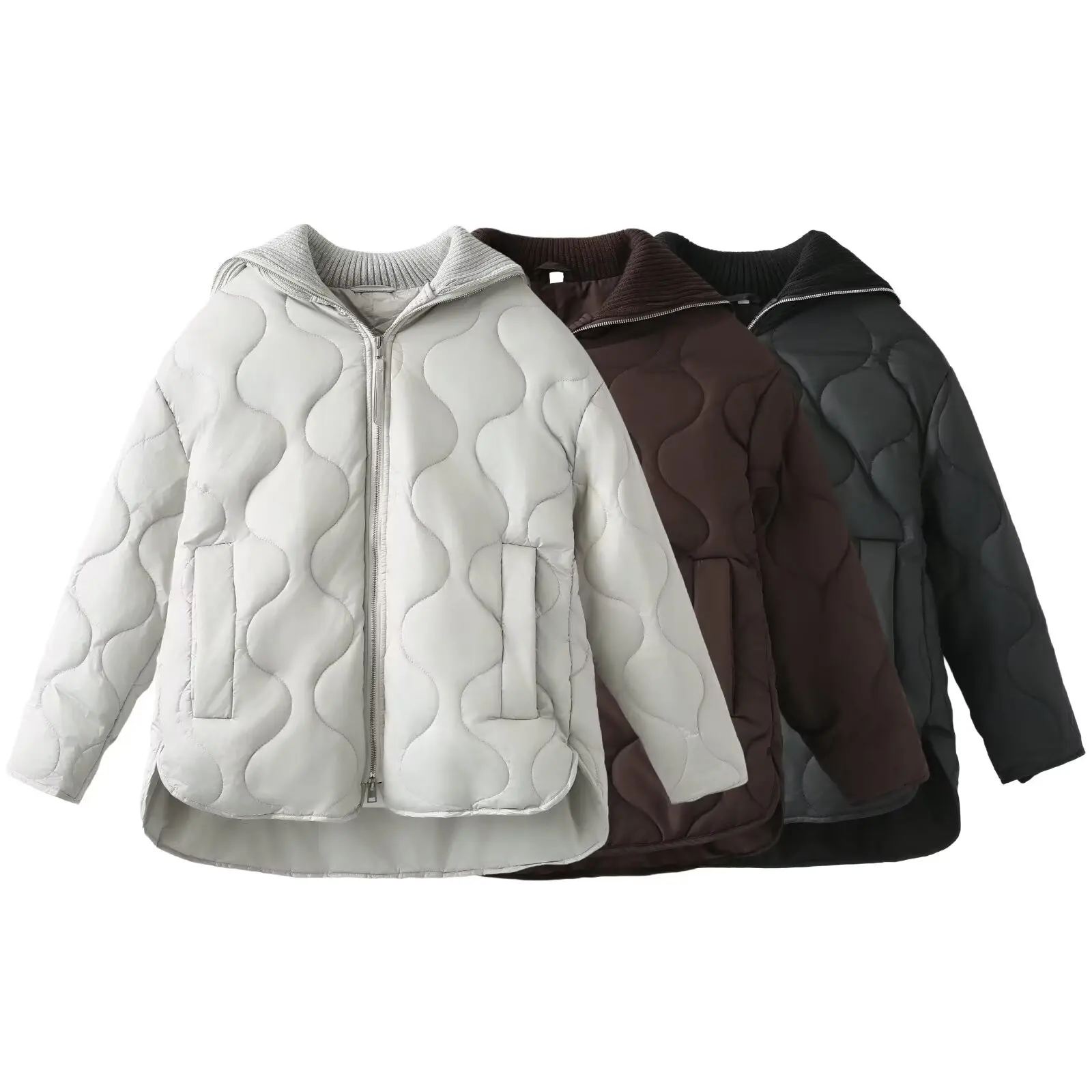 ZATAF 2024 Autumn Winter Women's New Solid Color Casual Edition Collar Long Sleeve Coat