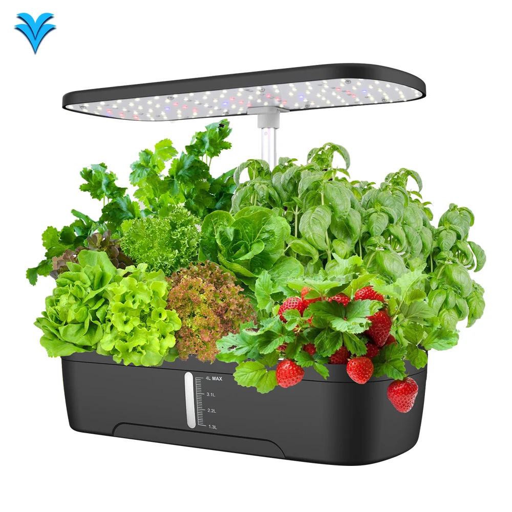 6穴LED育成ランプ付き急速成長プラスチック製水耕栽培プランター、フルスペクトル搭載プラスチック製水耕栽培プラントマシン