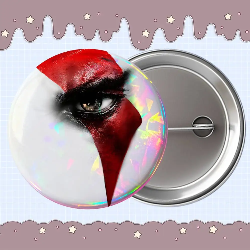 Furious Kratos game God of War  Creative Round Badge Button Pin Bag Decor Fans Collection Friends Gift Brooch