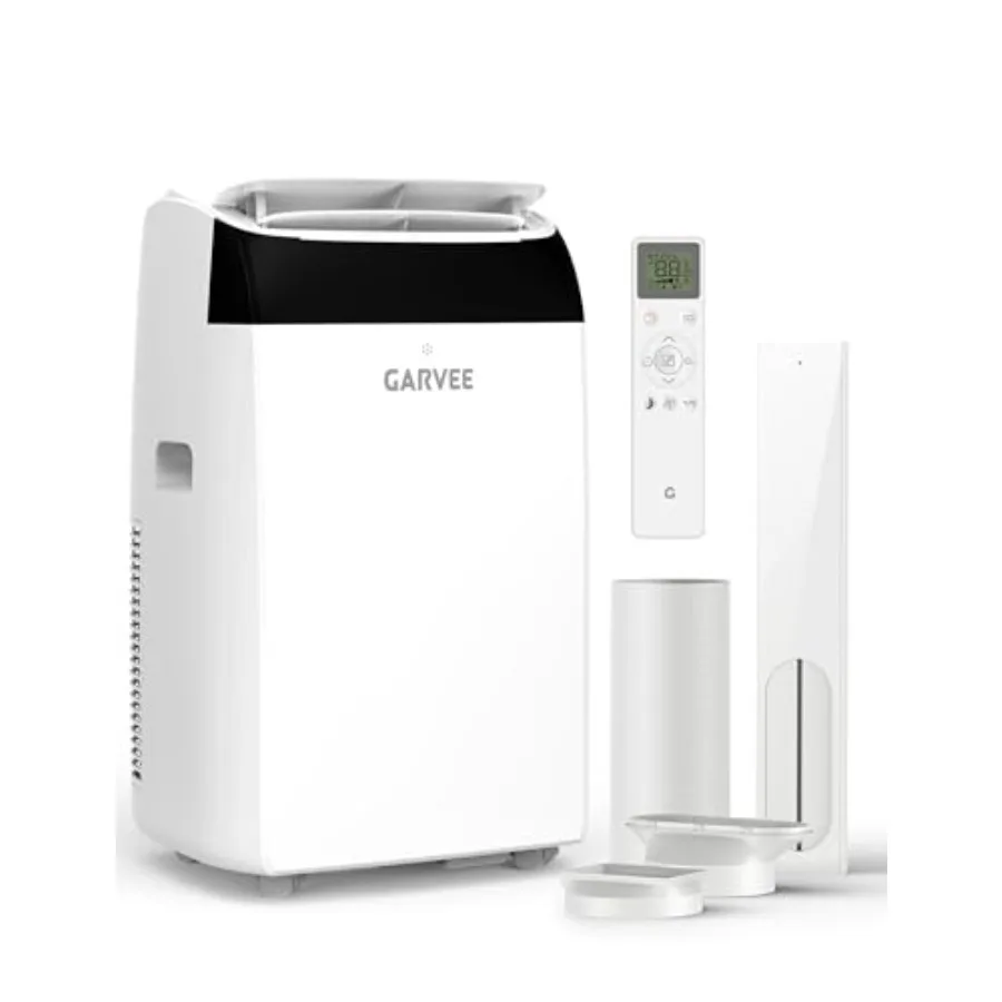 Portable air conditioner for home use, aluminum housing, white, 14000 BTU with Follow Me function, cools up to 750 sq. ft