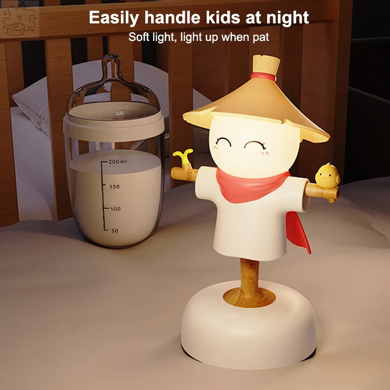 Scarecrow Nursery Night Light Eyes Caring Dimmable Touch Sensor Sleeping Light Rechargeable Cordless Nightlights For Bedroom