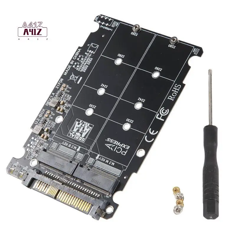 A41Z-2 In 1 M.2 Nvme SATA U2PCB M.2 NVME SSD Key M Key B SSD To U.2 SFF-8639 Adapter Pcie M2 Converter Desktop Computer Parts