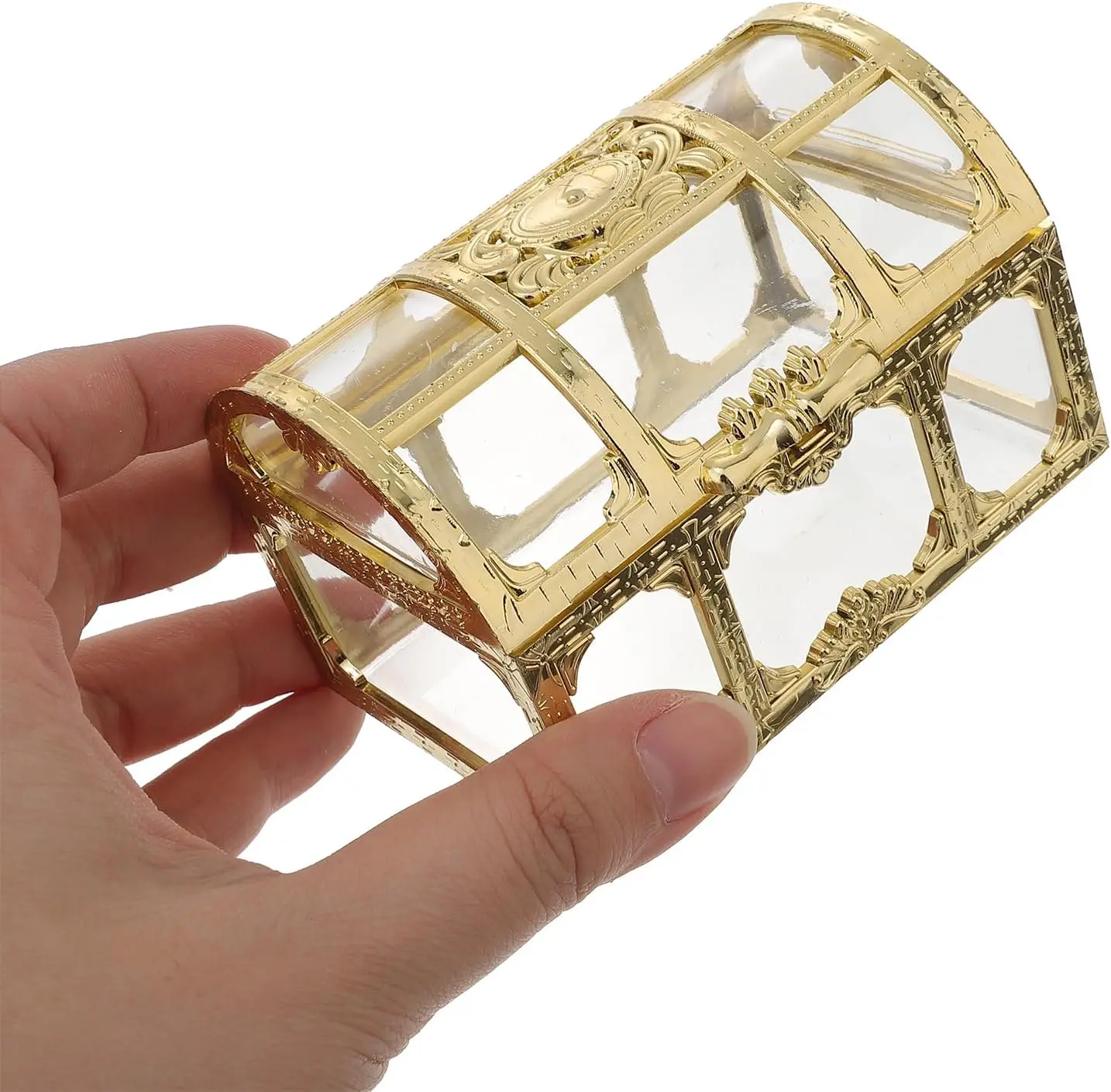 

2pcs Plastic Pirate Treasure Chest, Transparent Pirate Treasure Box, Mini Crystal Jewelry Storage Organizer for Trinket