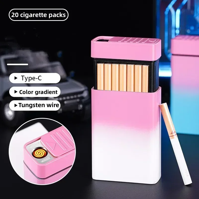 Type-C Fast Charging Cigarette Case Lighter 20 Cigarettes Slim Cigarette Case High-looking Women's Cigarette Case Cute