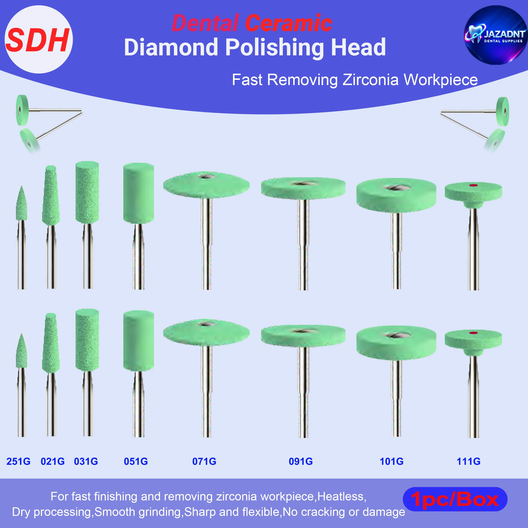 

Dental Ceramics Diamond Polisher Dentistry Tools Grinding Zirconia Porcelain Crowns 1PC Dentist Dental lab Or Clinic