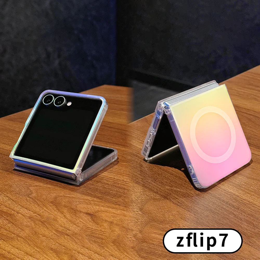 

For Samsung Z Flip 7 Flip 6 5 4 3 mobile phone case Rainbow frosted color plating magnetic folding hard cover for Galaxy Z Flip6