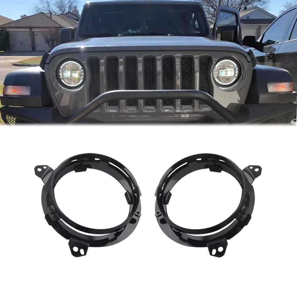 

7inch Round Headllights Mounting Brackets for 2018-2024 Jeep Wrangler JL Adjustment Headlights Bracket Replacement Black