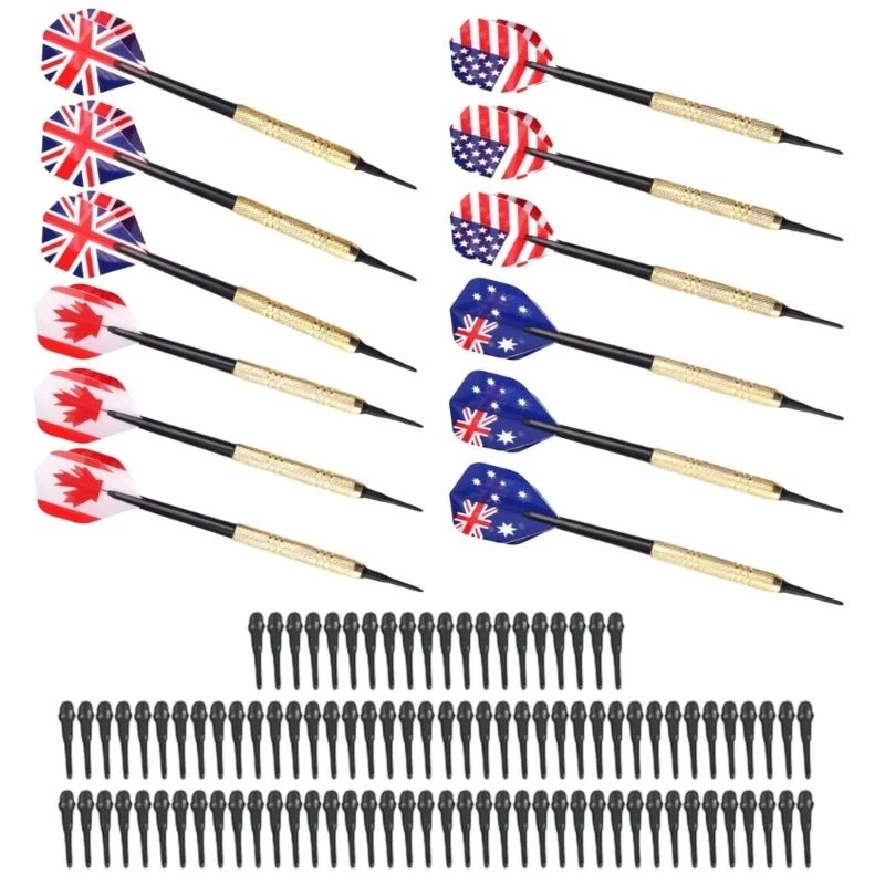 G6DE Professional Iron Barrels Plastic Flight Darts Set with Iron Golden Plated Shafts