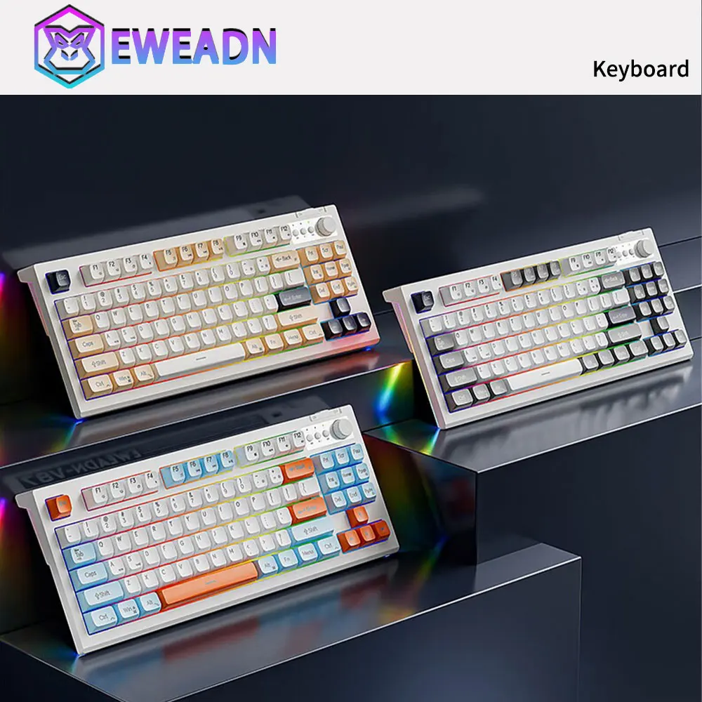 

EWEADN V87 Bluetooth Беспроводная клавиатура и мышь Набор RGB Breathe Rainbow Подсветка Зарядка Type-C Клавиатура Офисная игровая клавиатура