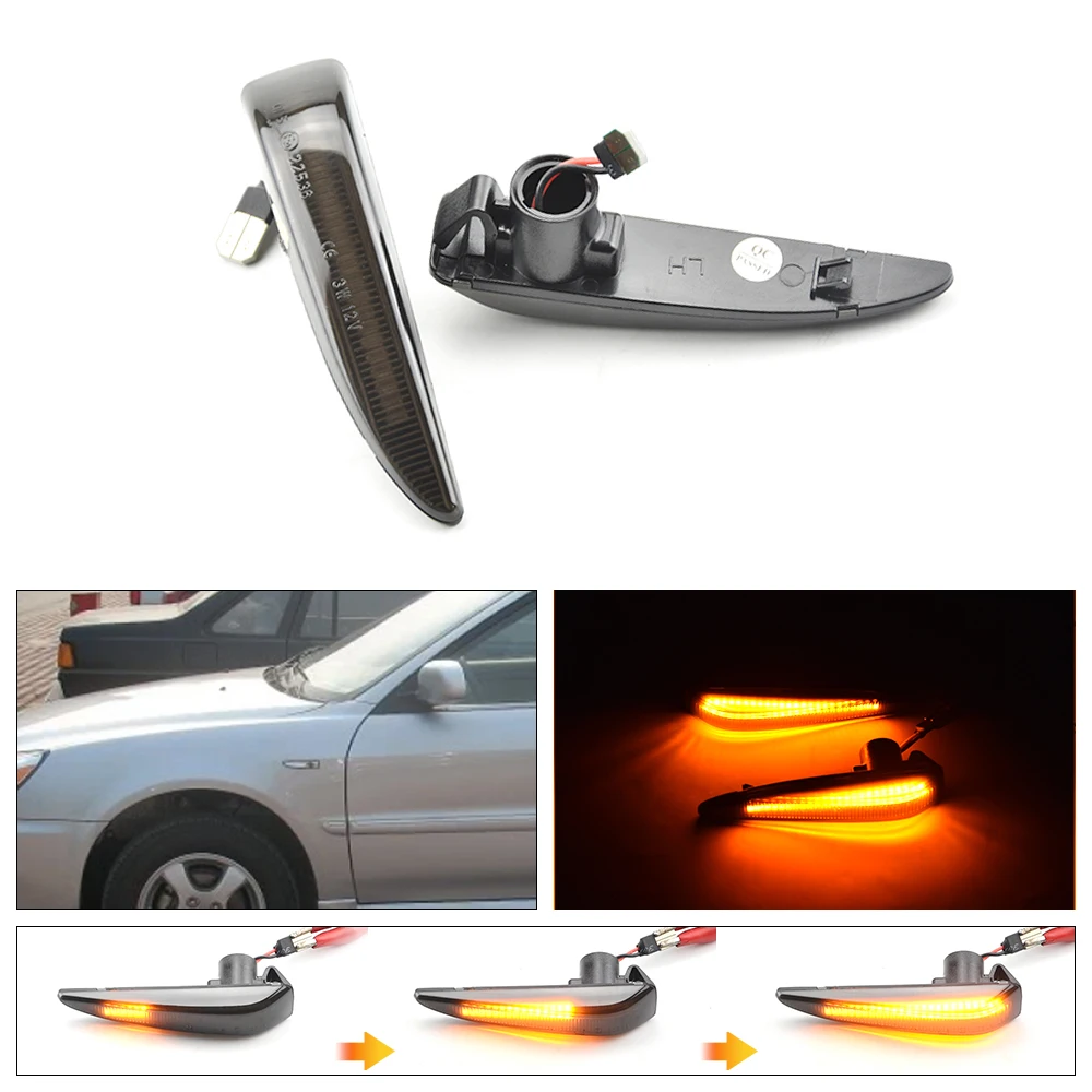 2Pcs LED Dynamic Sequential Side Fender Marker Turn Signal Lamps For Mitsubishi Lancer EVO X Outlander Sport Mirage 2014+