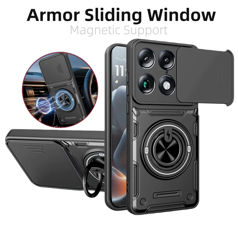 Funda con soporte magnético y anillo para Motorola Signature, funda Moto Signature 5G, protector de lente deslizante para cámara, Coque