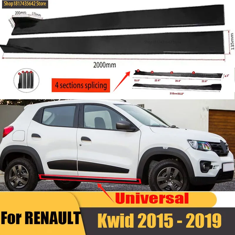 

Universal Car Side Skirt 8 Pcs 2.2m Winglet Splitters Lip Side Spoiler For Renault Kwid Traffic Symbol for Dacia Sandero