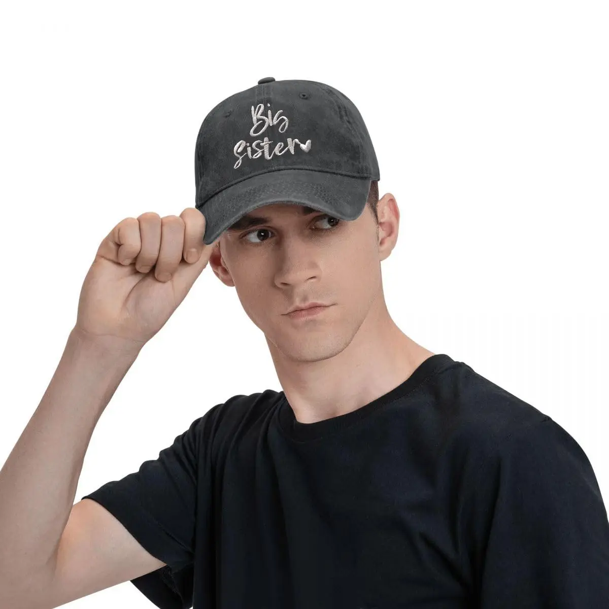 Big Sister Embroidered Baseball Cap for Men Women - Adjustable Cotton Washed Dad Hat