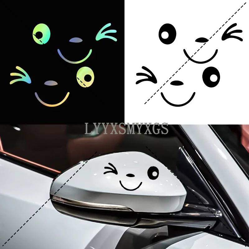 

Personality Custom Smiling Eye Face Car Sticker Laptop Bumper Wall Truck Van Helmet Racing Camper Vinyl Decal PVC Wholesale