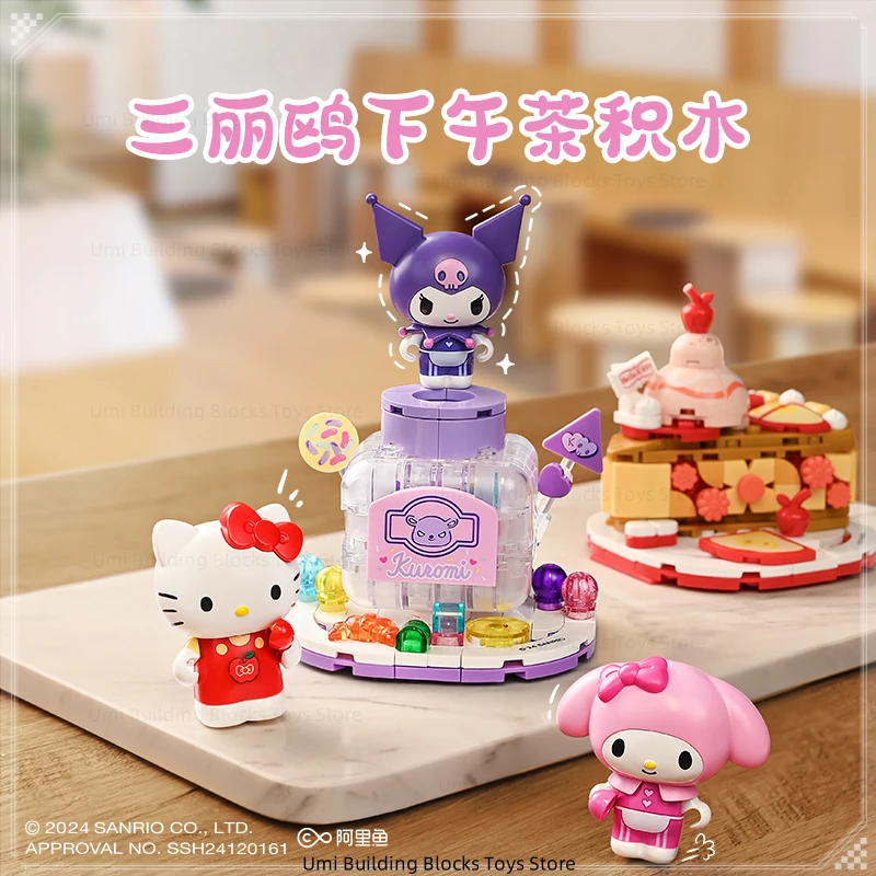 New Keeppley Sanrio Gourmet Party Kuromi Building Block Toys My Melody Model Desktop Decoration Children's Holiday Gift