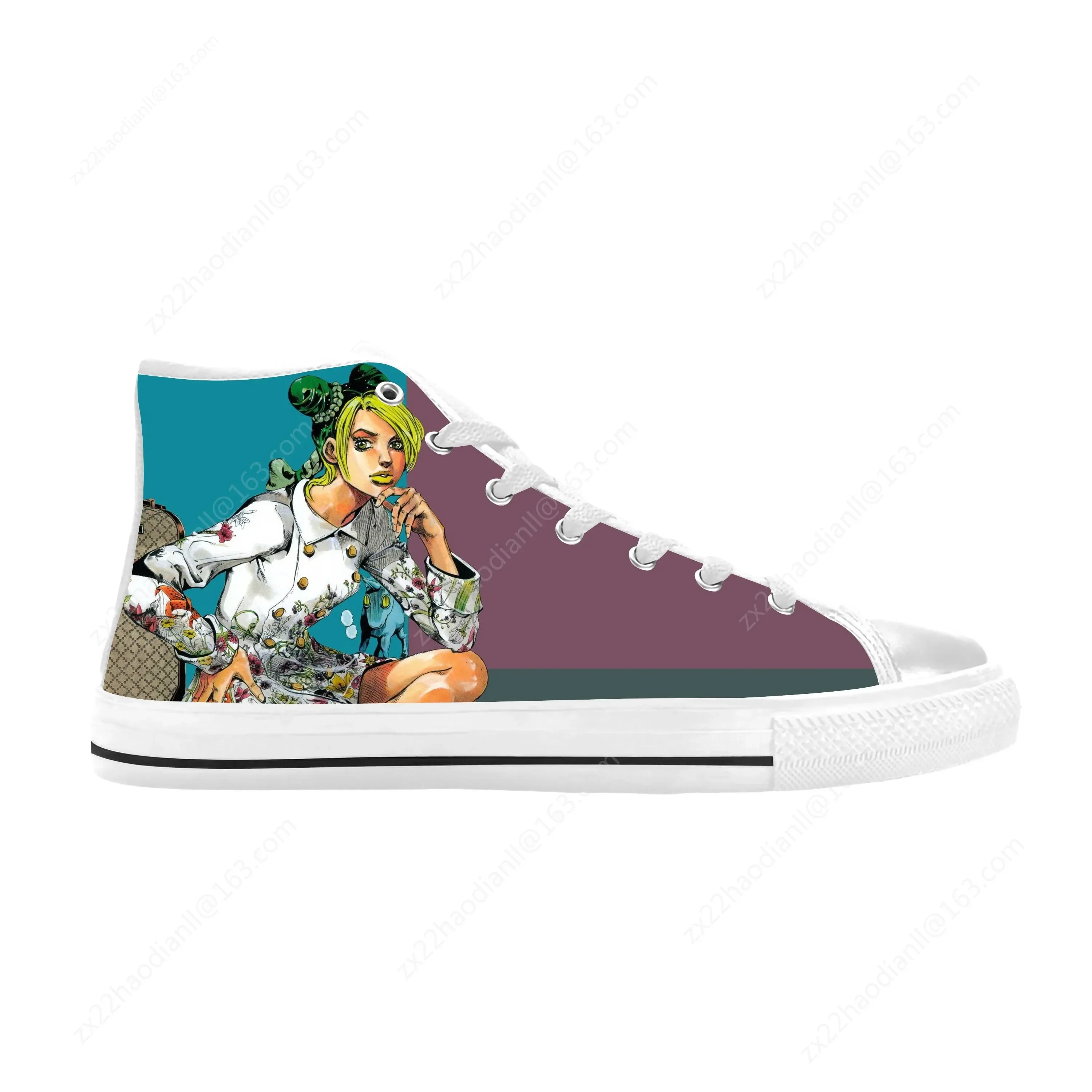 Anime Manga Jojo Bizarre Adventure Cujoh Jolyne Casual Cloth Shoes High Top Comfortable Breathable 3D Print Men Women Sneakers