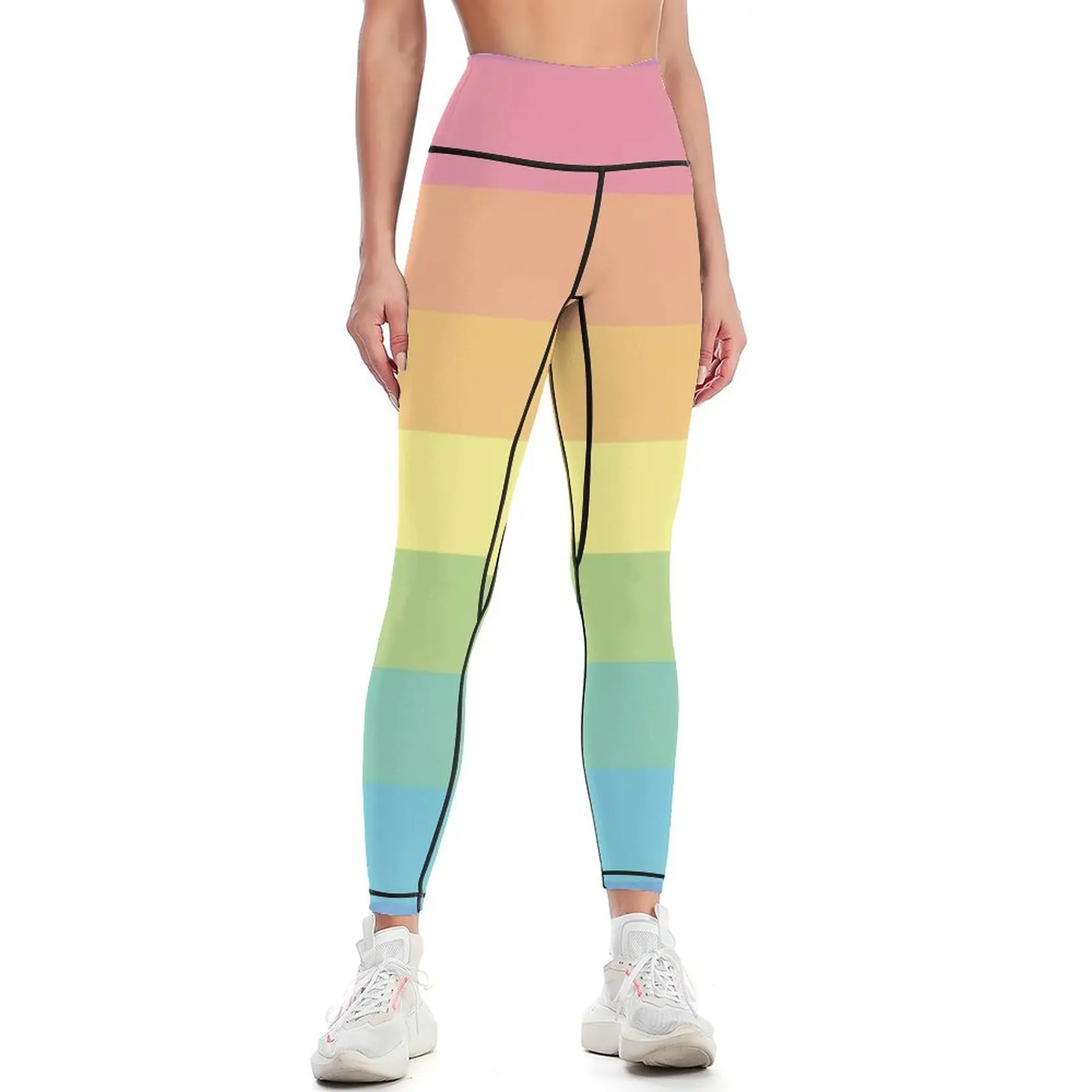 Pastel Rainbow Leggings sportswear gym Training pants Womens Leggings