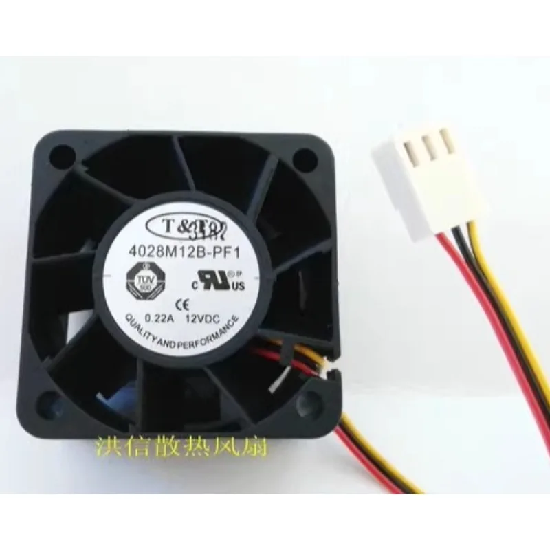 New Cooler Fan for T & T 4028M12B-PF1 DC12V 0.22A Double Ball 3 Wire 40 * 40 * 28MM