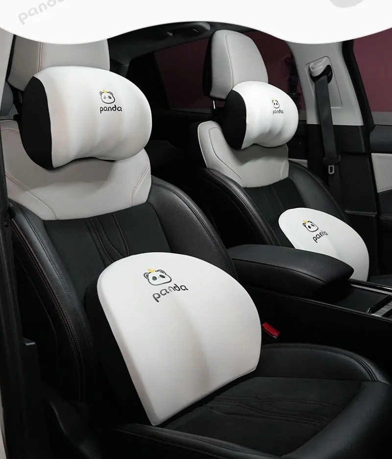 

New Panda Memory Foam Car Neck Pillow Soft headrest Comfortable Llumbar Support Suitable Summer Universal Car Accessories Decor