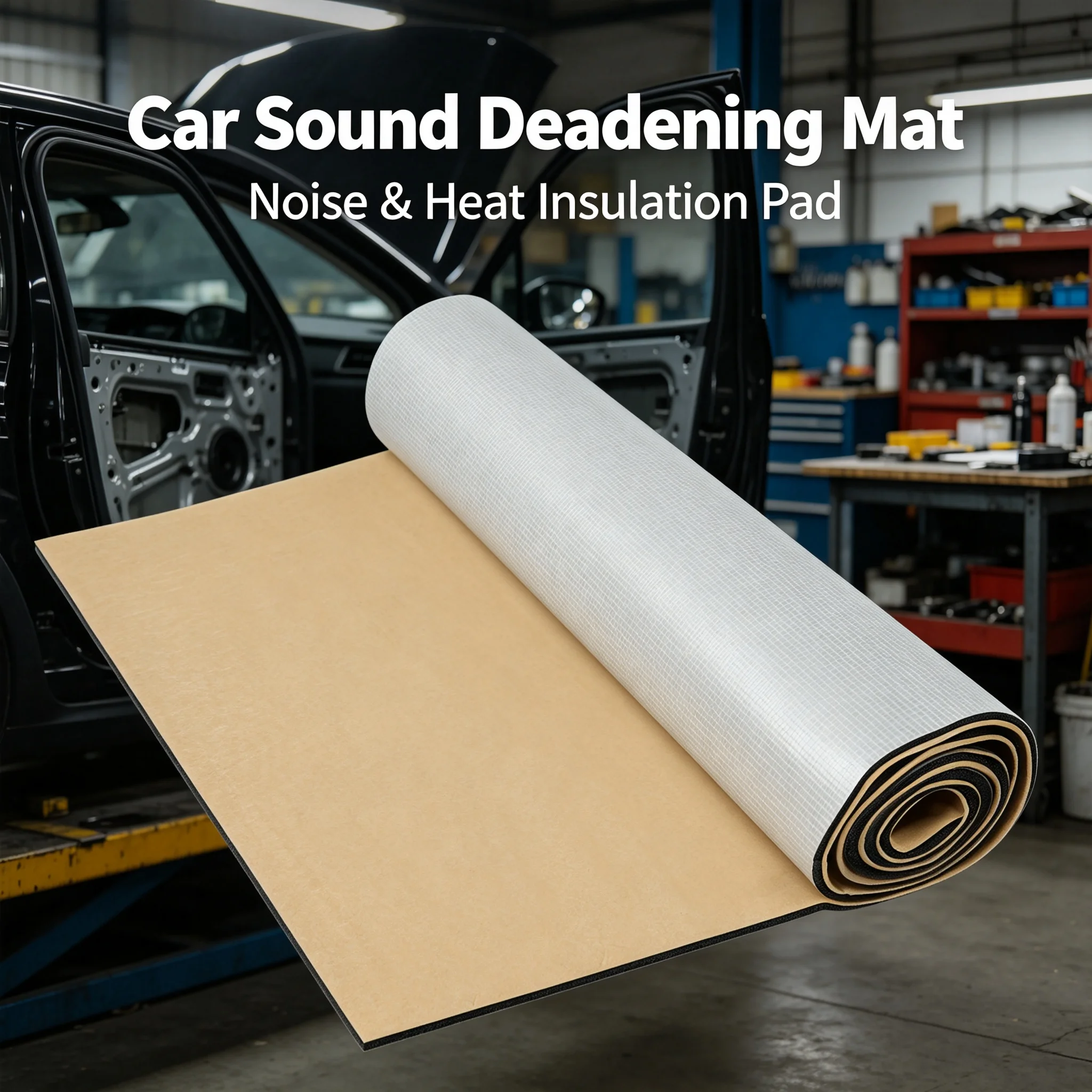 Car Sound Deadening Mat 8x3.2ft Noise Heat Insulation Pad, 10mm Thick Soundproofing Material with Self-Adhesive Backing for Car Roof Floor Door, Silver