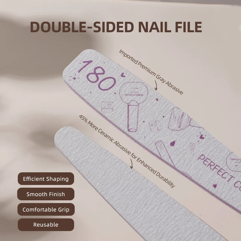 PERFECT COLOR Professional Nail File Double-Sided Emery Board, Multi Grit, 1PC/7PCS for Gel, Acrylic & Natural Nails