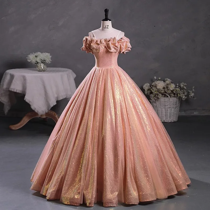 Robe de Bal Élégante à Paillettes pour ixd'Anniversaire, Quinceanera, Sweet 16, 15 Ans