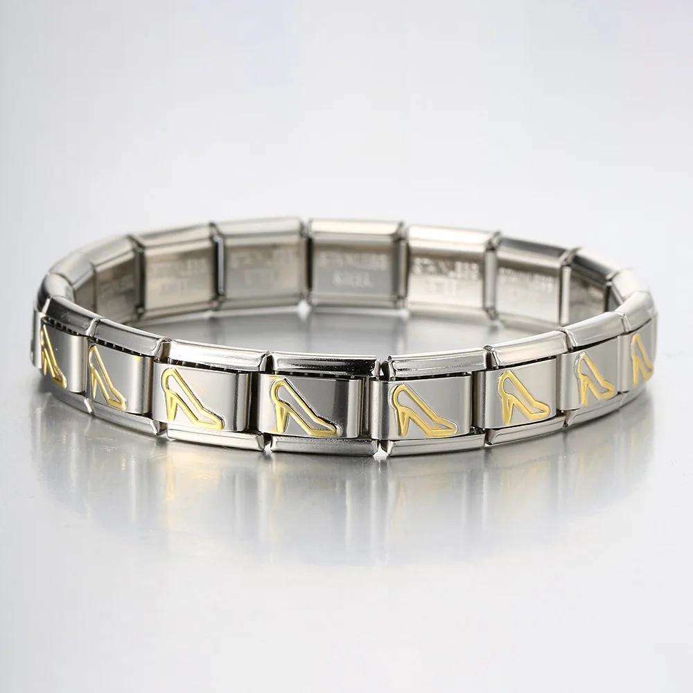� Elegantes Edelstahl-Armband mit High-Heels-Motiv für Damen, Geschenk, italienischer Charm, 9mm Perlen-Design, Modeschmuck, DIY-Armbänder – Detail 2
