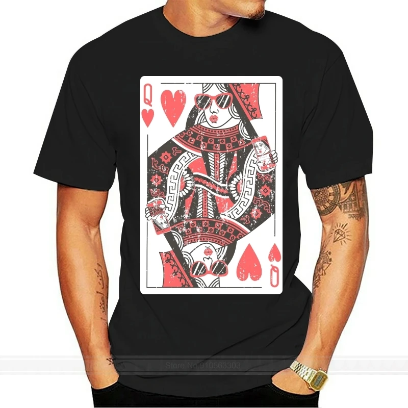 Womens of Hearts Tshirt Funny Deck of Playing Cards Tee for Ladies (White) Mens Fashion Casual Slim Fit T Shirt